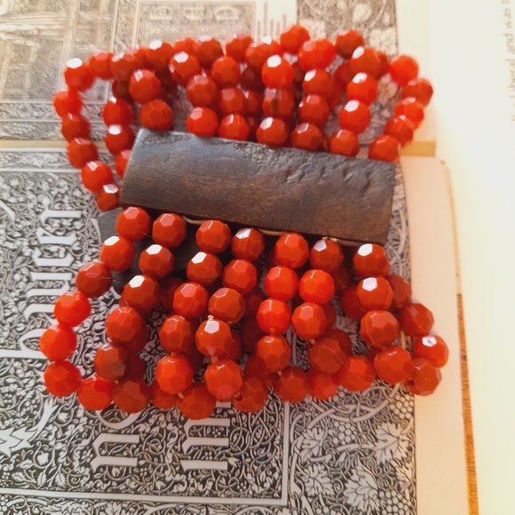 Red Stretchy Cuff Style Bracelet - Picture 2 of 4